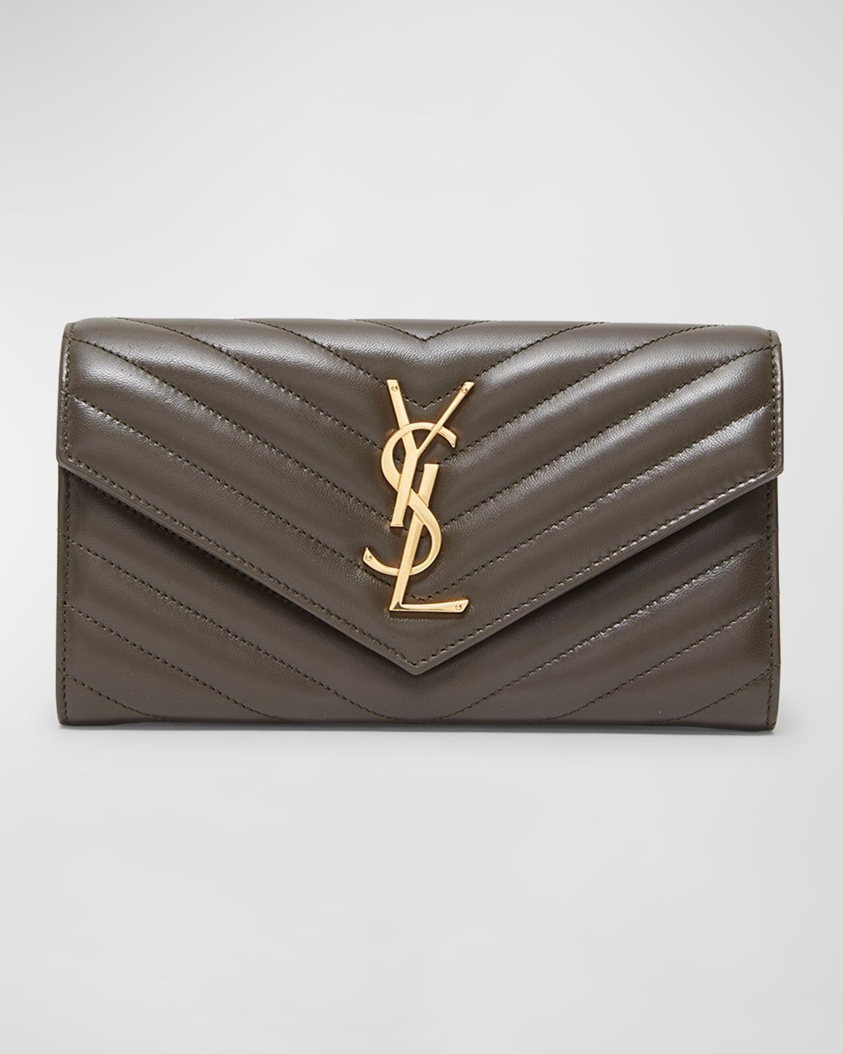 YSL Monogram Large Envelope Flap Wallet in Smooth Leather
