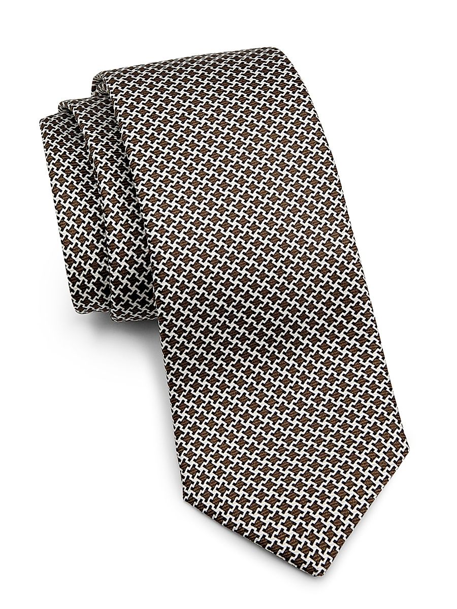 Men's Houndstooth Silk Tie - Brown