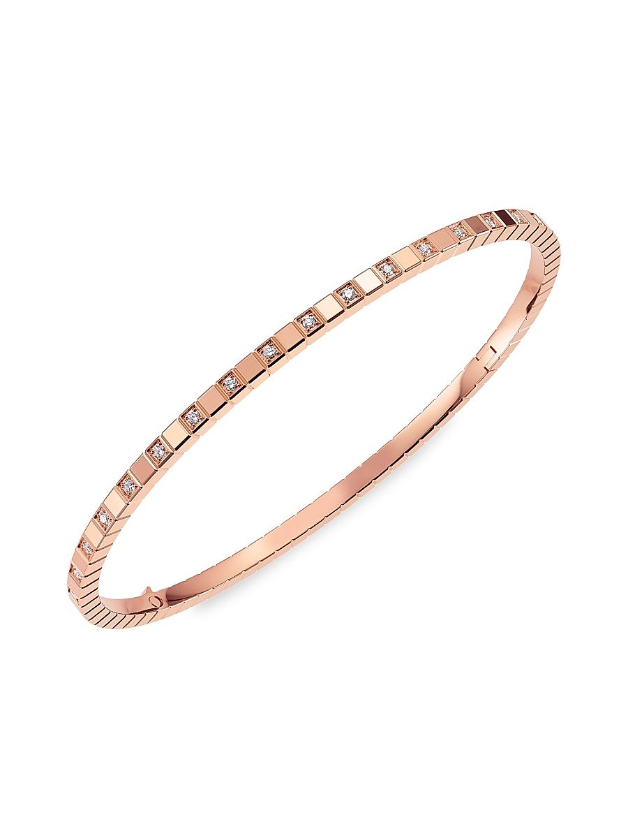 Women's Ice Cube 18K Rose Gold & Diamond Bracelet - Rose Gold - Size Medium