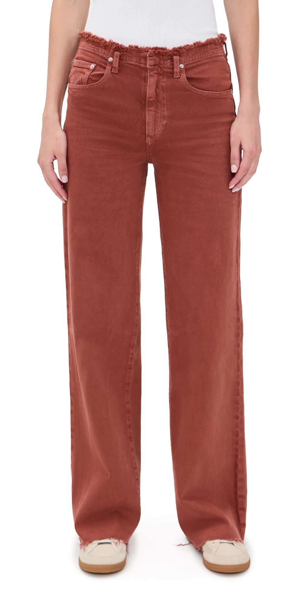 LE JEAN Fray Waist Column Jeans Sandwashed Spice 25