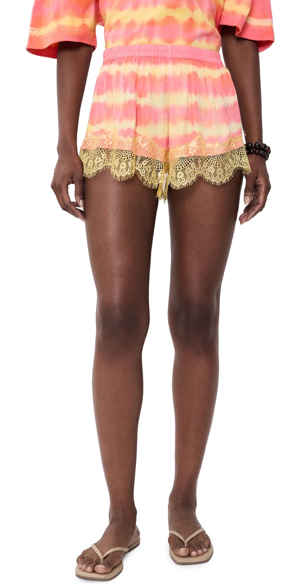 Ciao Ciao Vacation Sunkiss Pink Tie Dye Shorts Sunkiss M