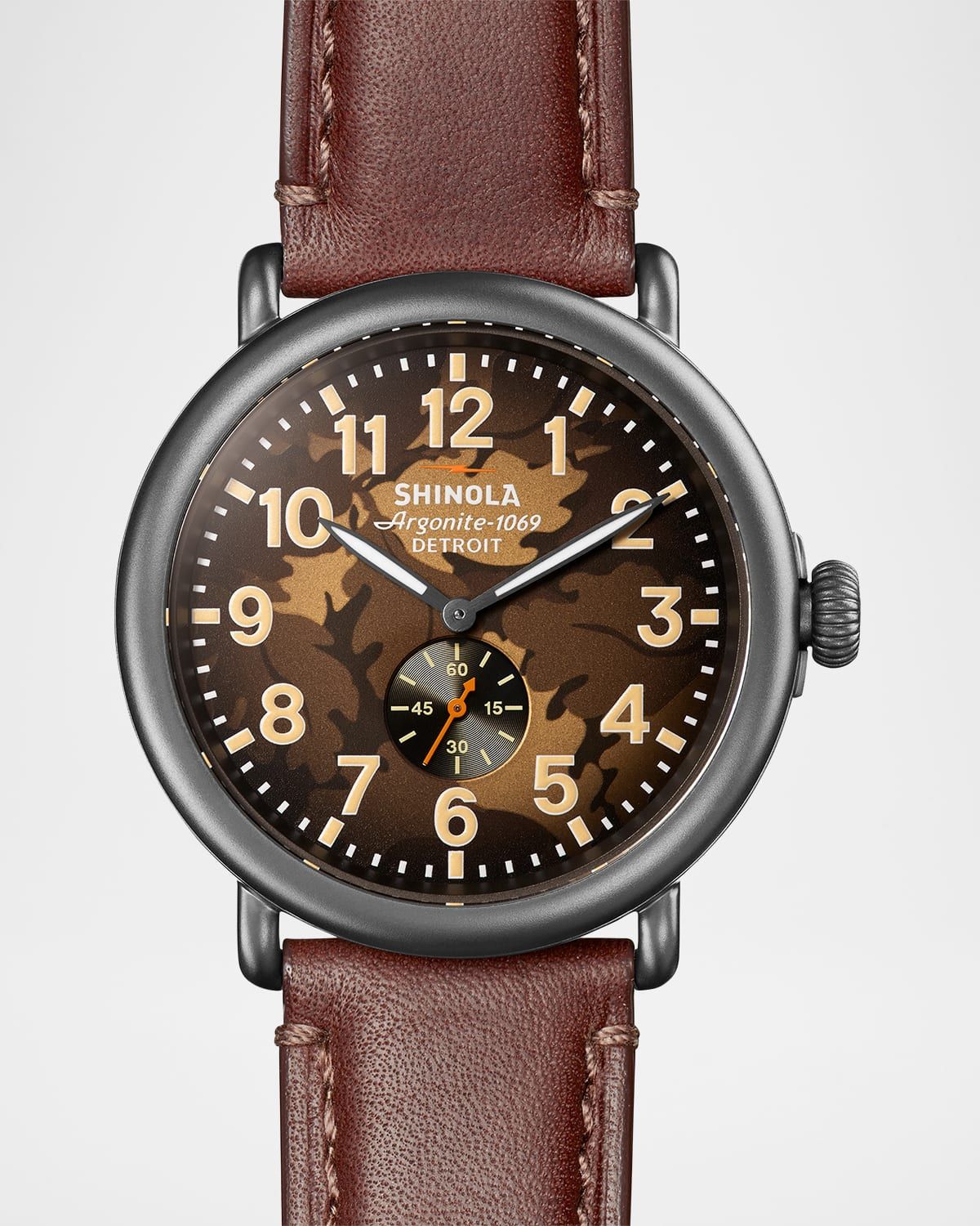 Runwell Leather-Strap Watch, 47mm