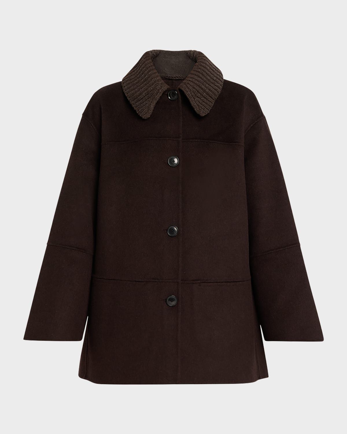 Lisa Double-Face Wool Coat with Removable Collar