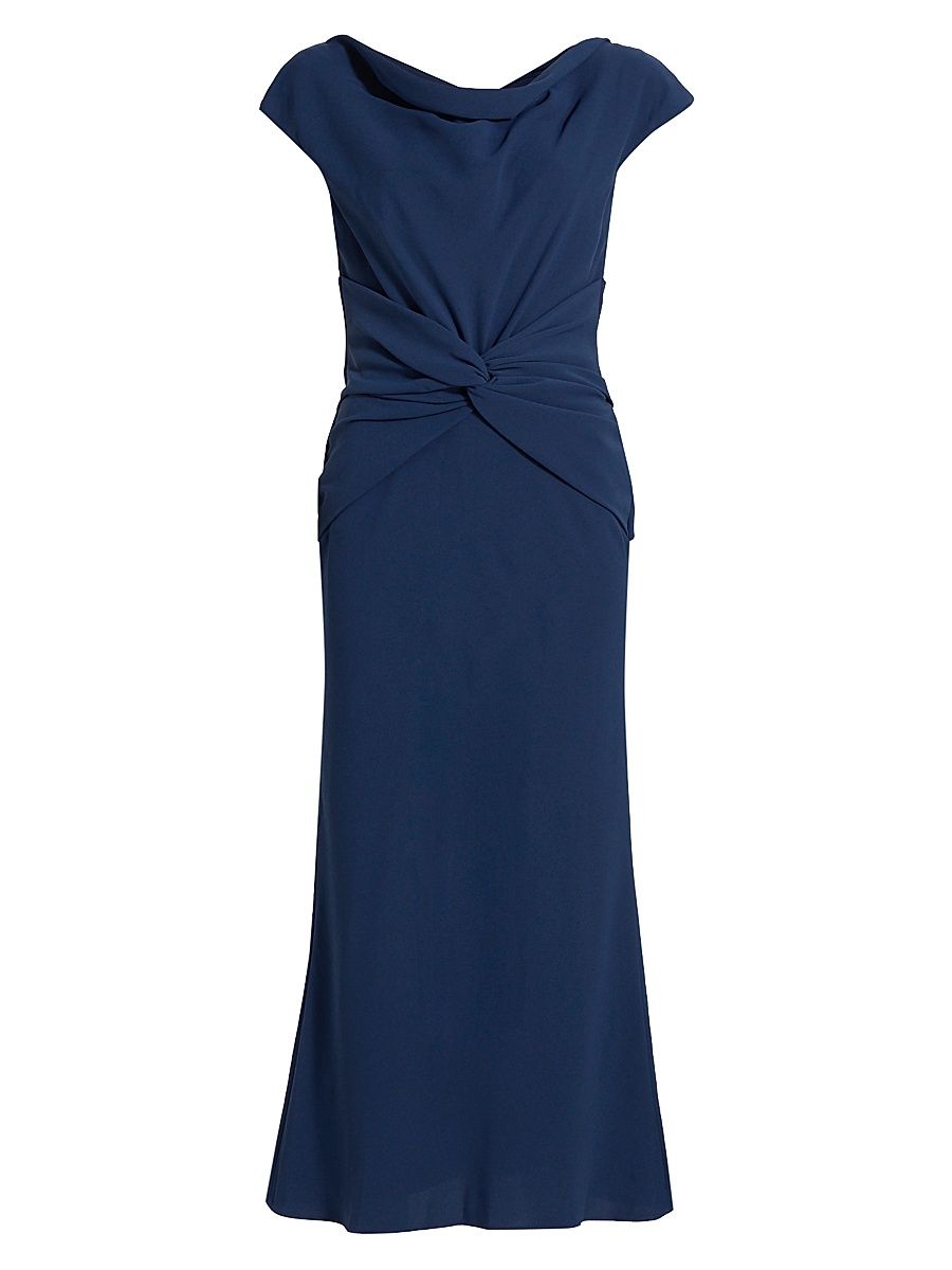 Women's Draped Crepe Cocktail Dress - French Blue - Size 16