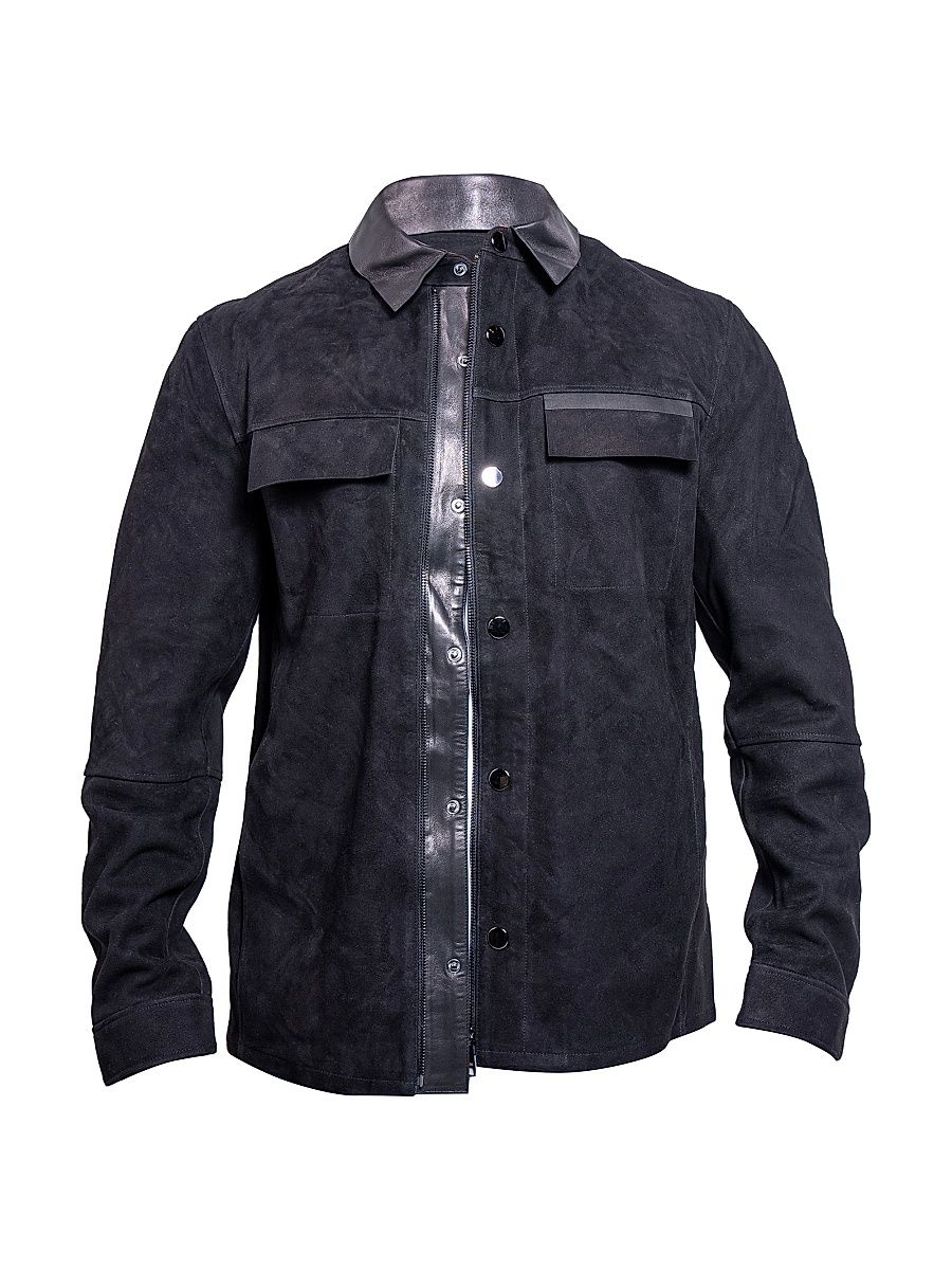 Men's Leather Resistance Jacket - Black - Size XXXL