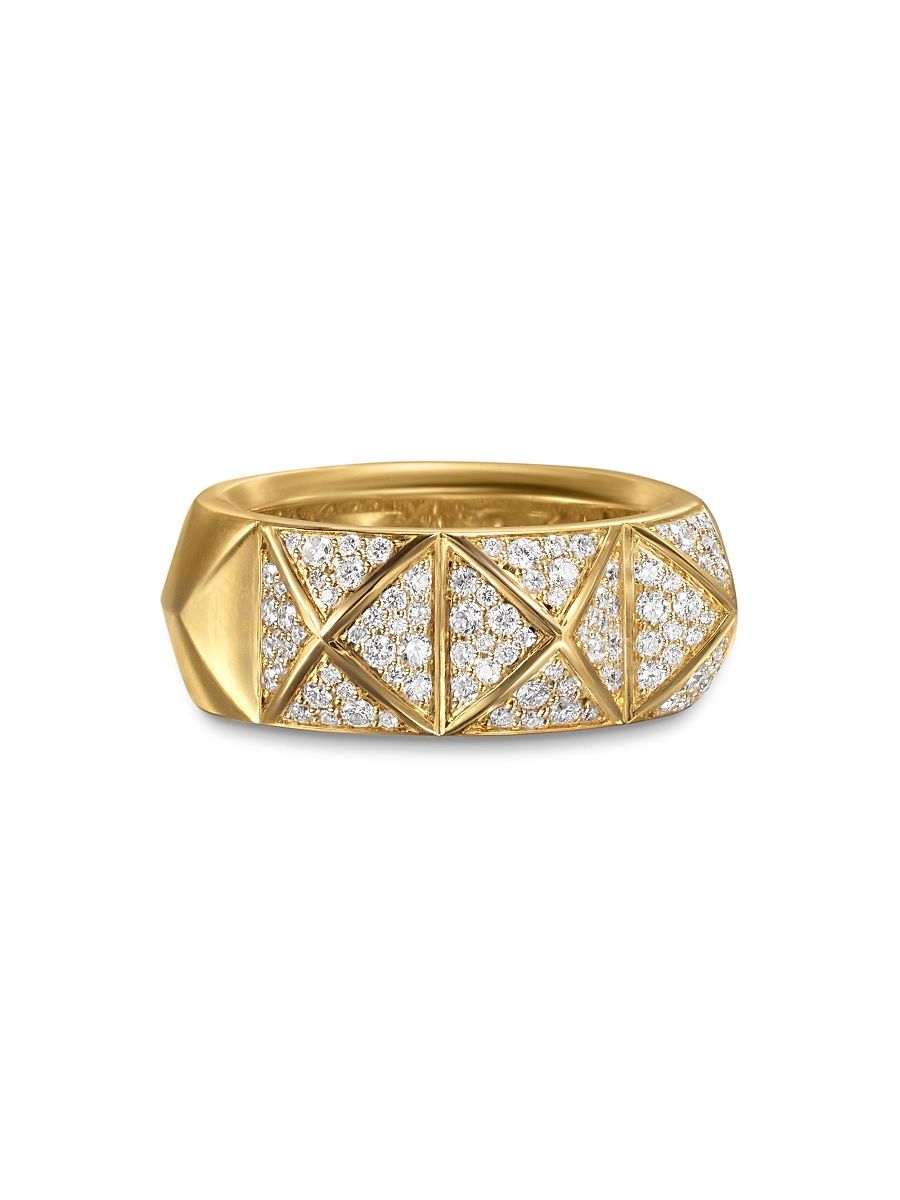 Women's Pyramid Band Ring in 18K Yellow Gold - Diamond - Size 7