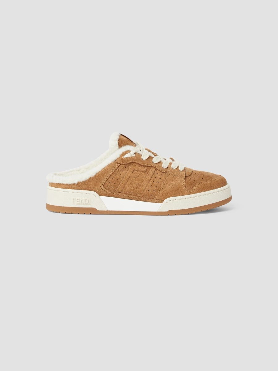 Women's Match 20MM Faux Shearling-Lined Leather Sneaker Mules - Tan - Size 6
