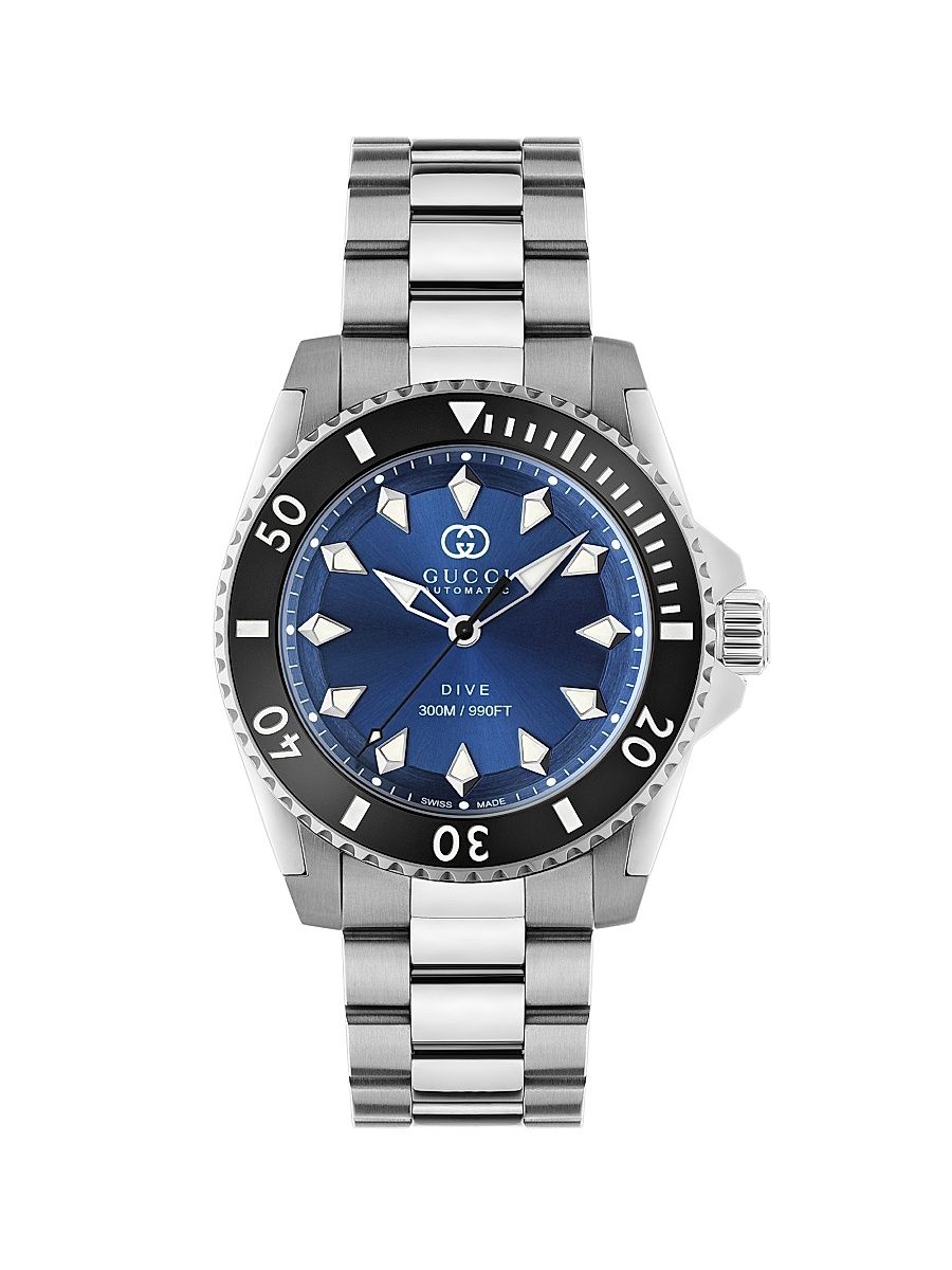 Men's Dive Stainless Steel Bracelet Watch/40MM - Blue Steel Black
