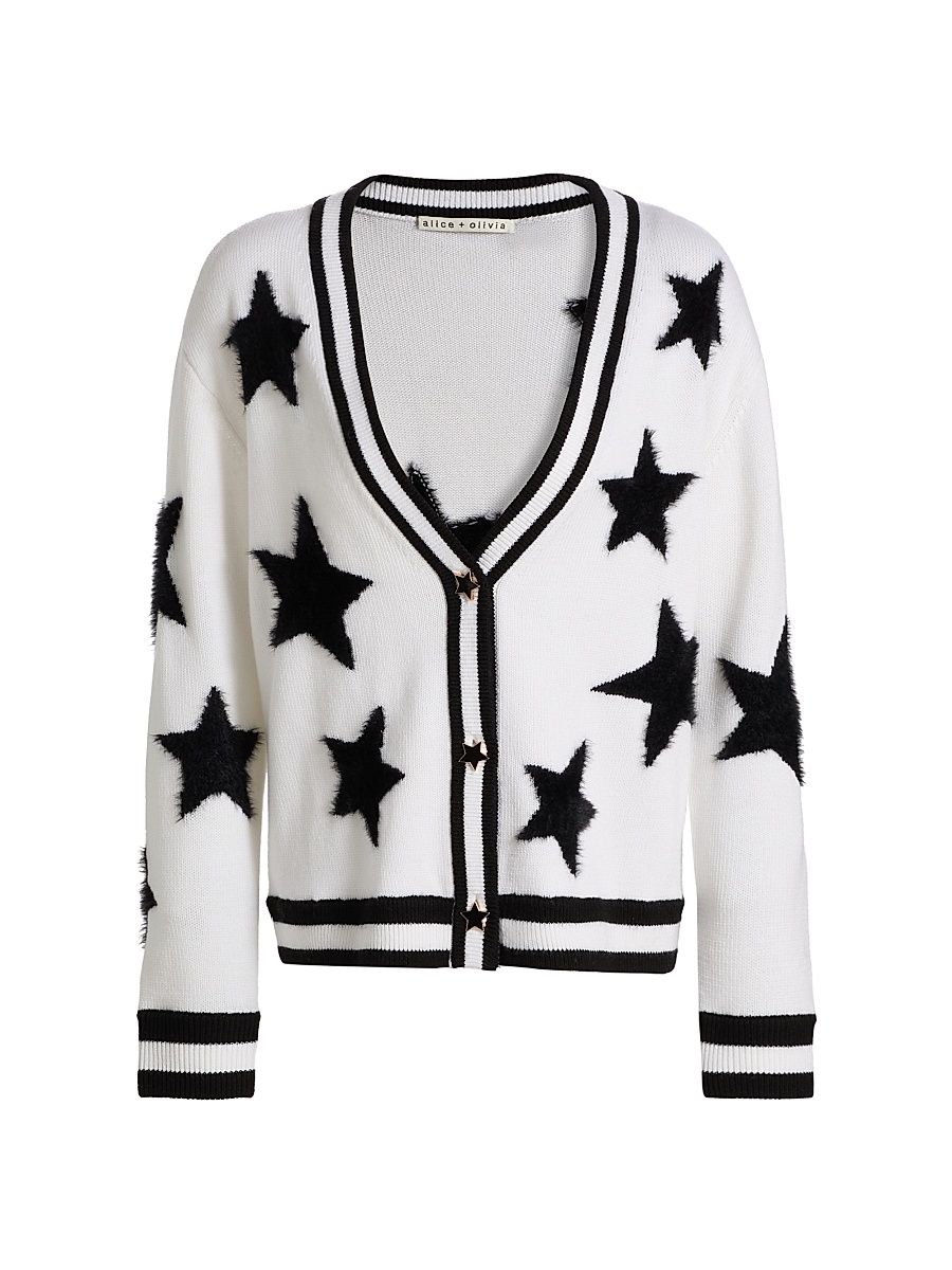 Women's Bradley Star Wool-Blend Cardigan - Ecru Black - Size XL
