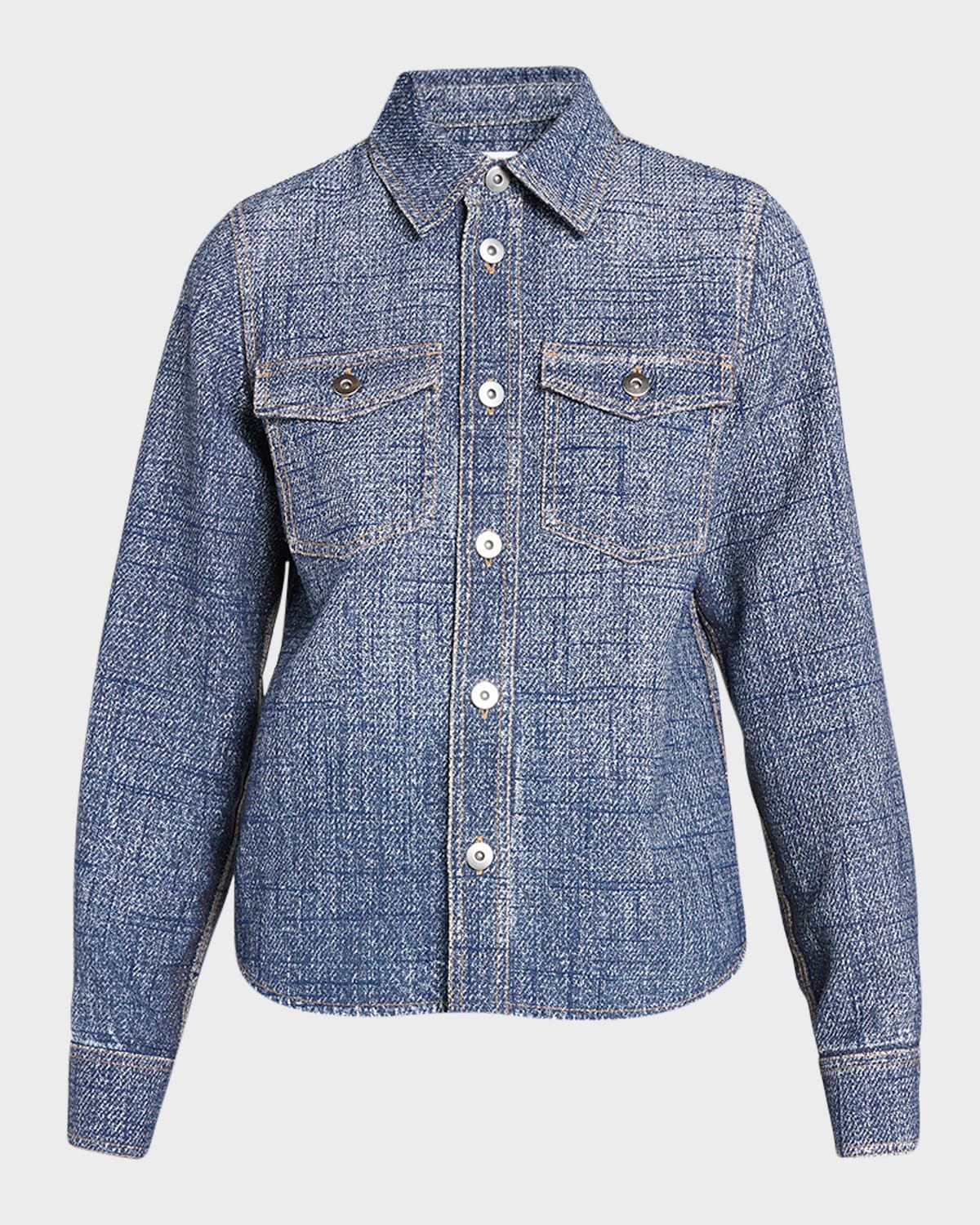 Textured Denim Collared Shirt