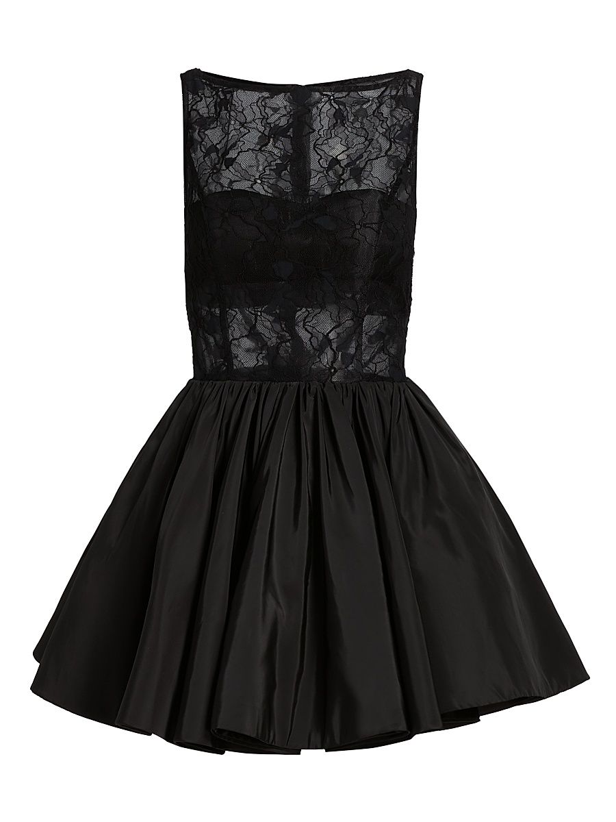 Women's Lainey Boat Neck Lace Minidress - Black - Size 14