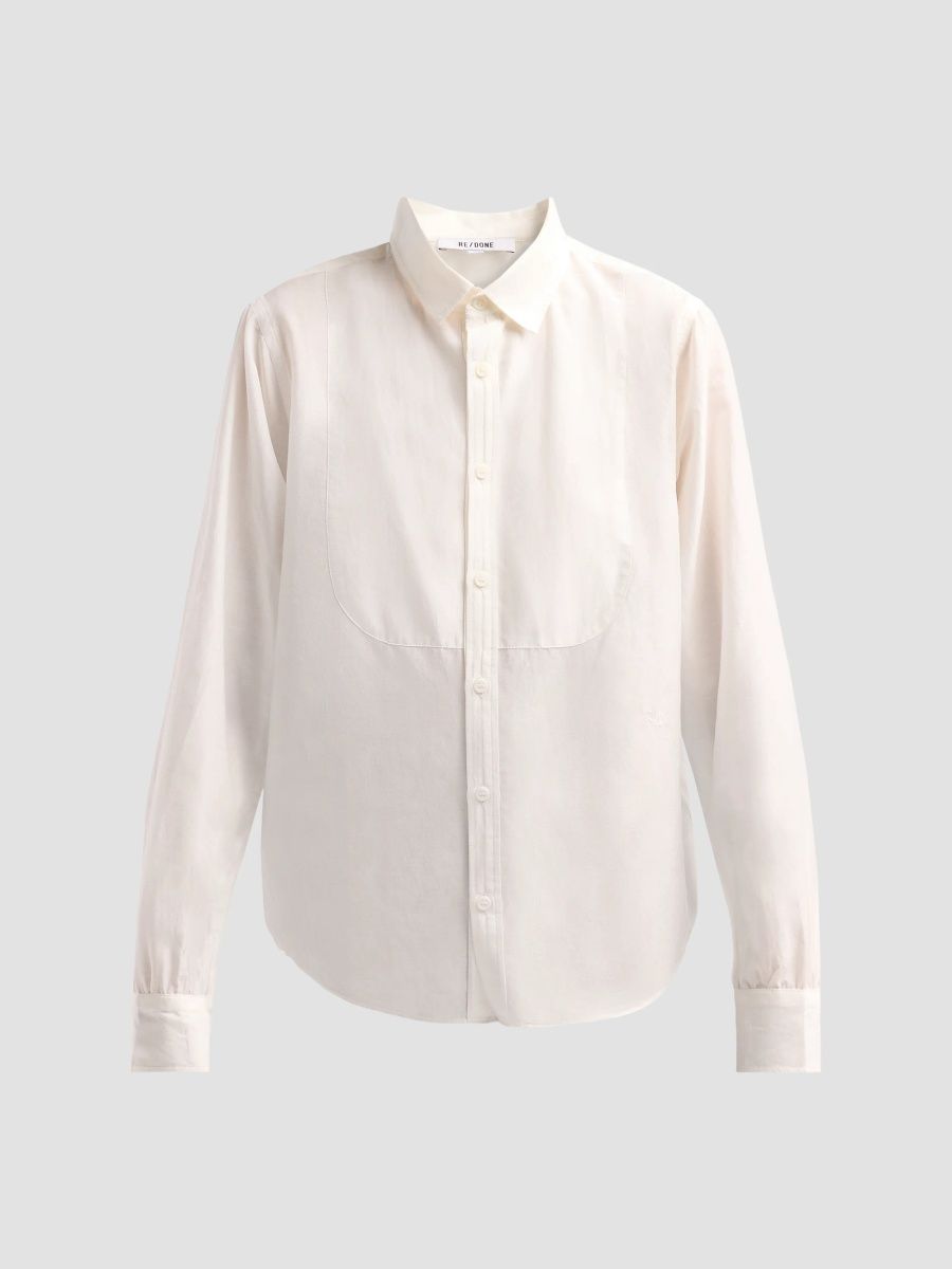 Re/done Women's Dillon Cotton-Silk-Blend Voile Shirt - Vintage White - Size XS