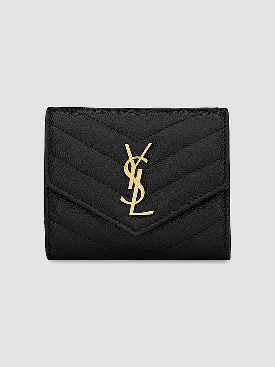 Saint Laurent Women's Cassandre Matelassé Multi-Fold Wallet in Leather - Black