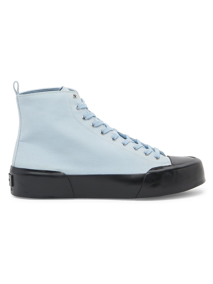 Men's Canvas High-Top Sneakers - Powder Blue - Size 10