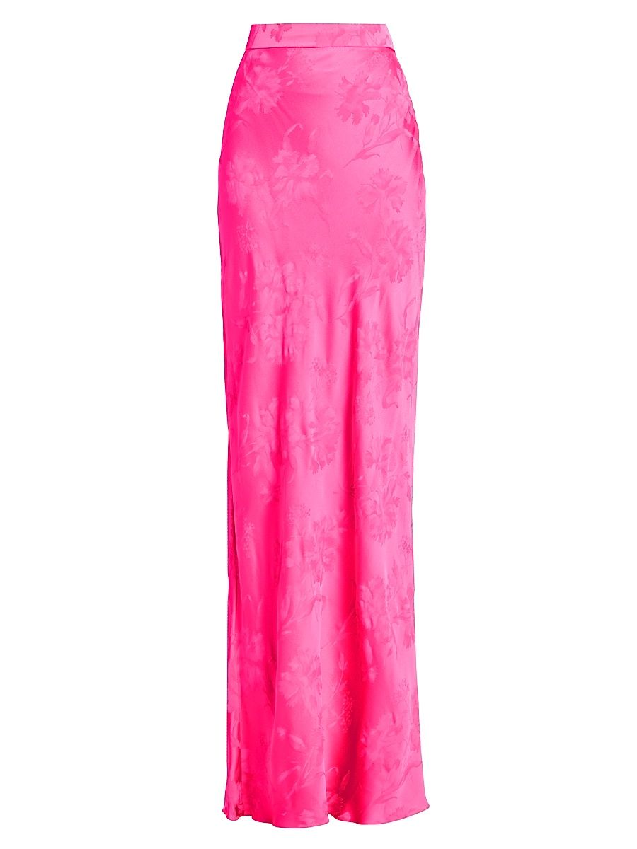 Women's Silk Jacquard Maxi Skirt - Fuchsia - Size 4