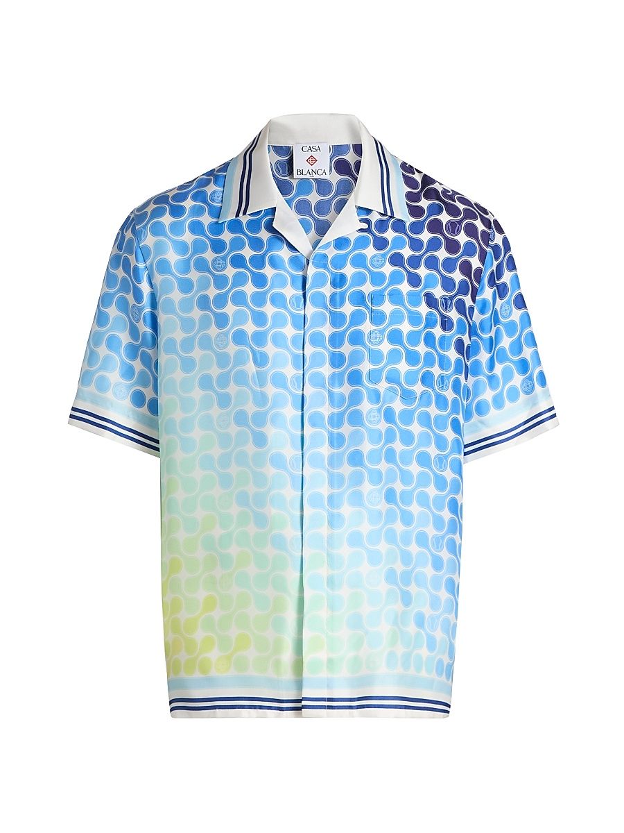 Men's Tennis Tile Silk Camp Shirt - Optic Drop - Size XXL