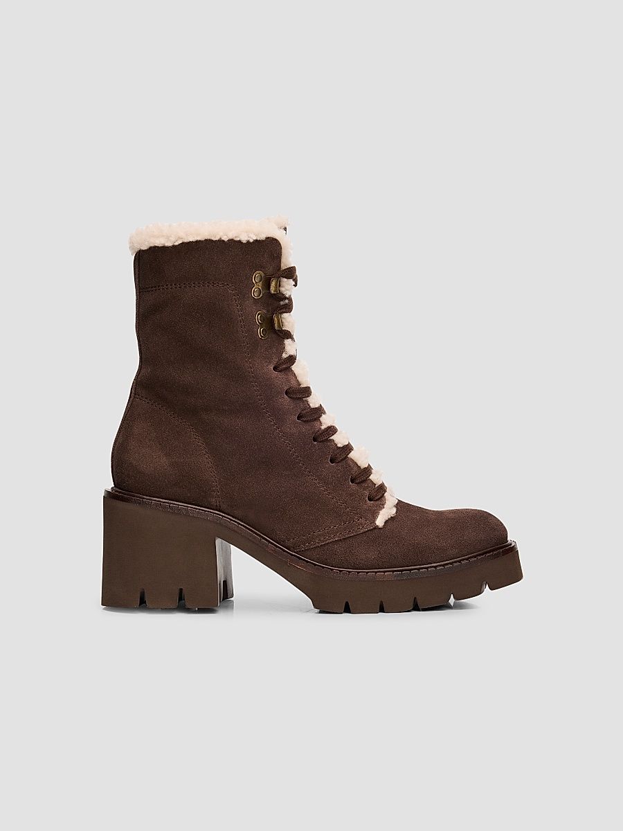 Women's Zineta 65MM Shearling-Lined Leather Boots - Brown Velour - Size 6