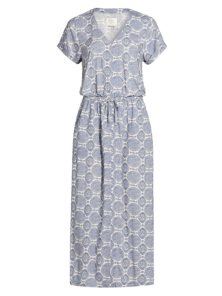 Women's Sun Print Midi-Dress - Ash Navy Sun Print - Size XS