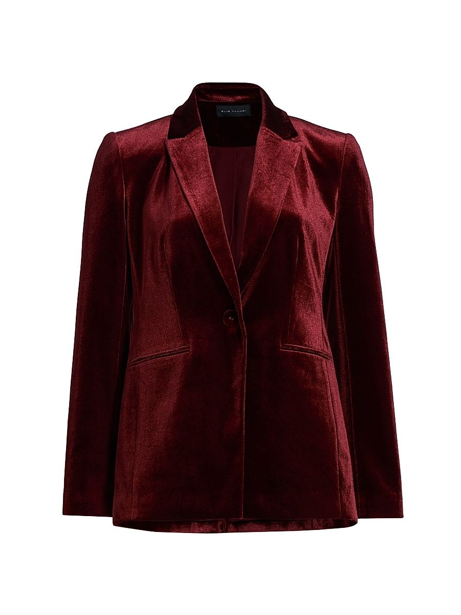 Women's The Lucia Stretch Velvet Blazer - Bordeaux - Size XL