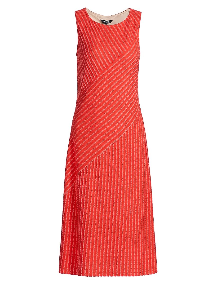 Women's Striped A-Line Midi-Dress - Cherry Ember Biscotti - Size Small