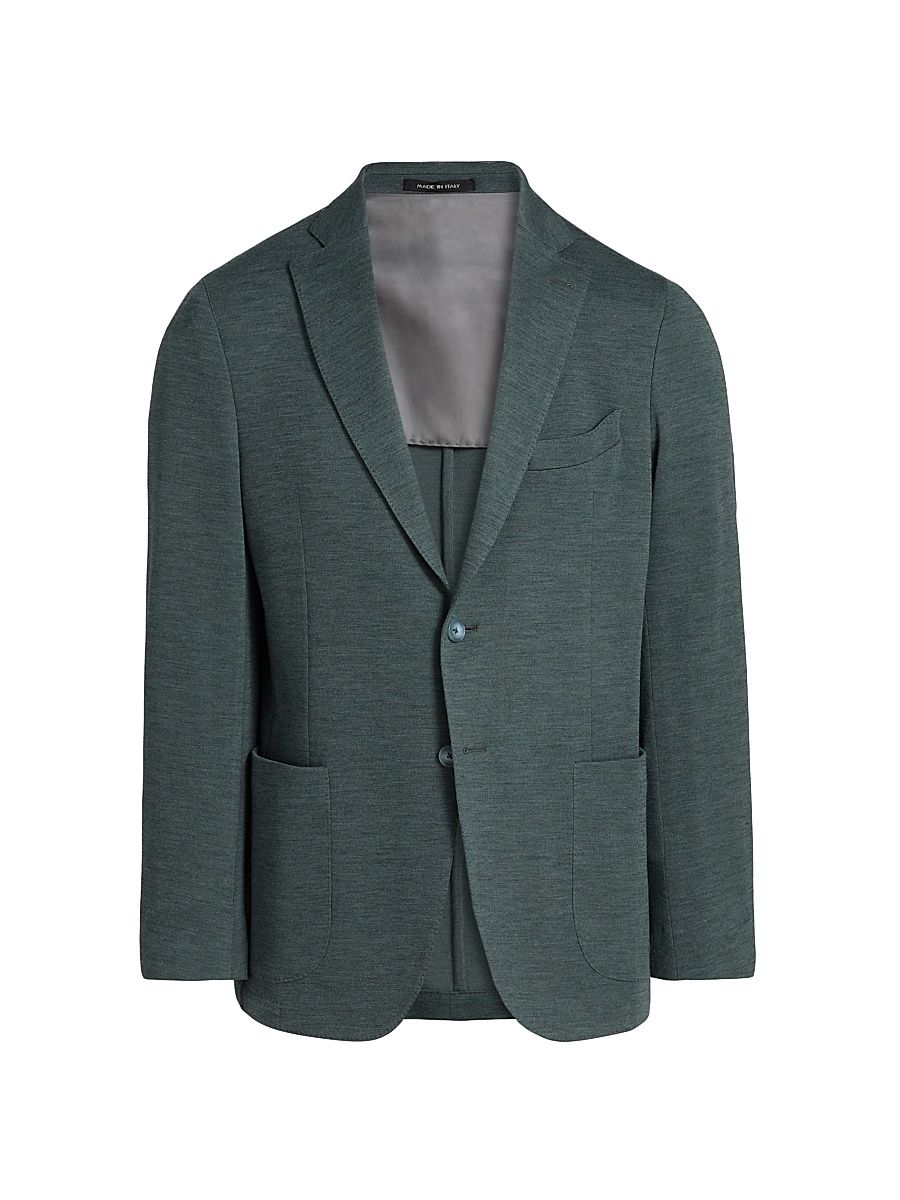 Men's COLLECTION Wool Jersey Sport Coat - Light Green - Size 48