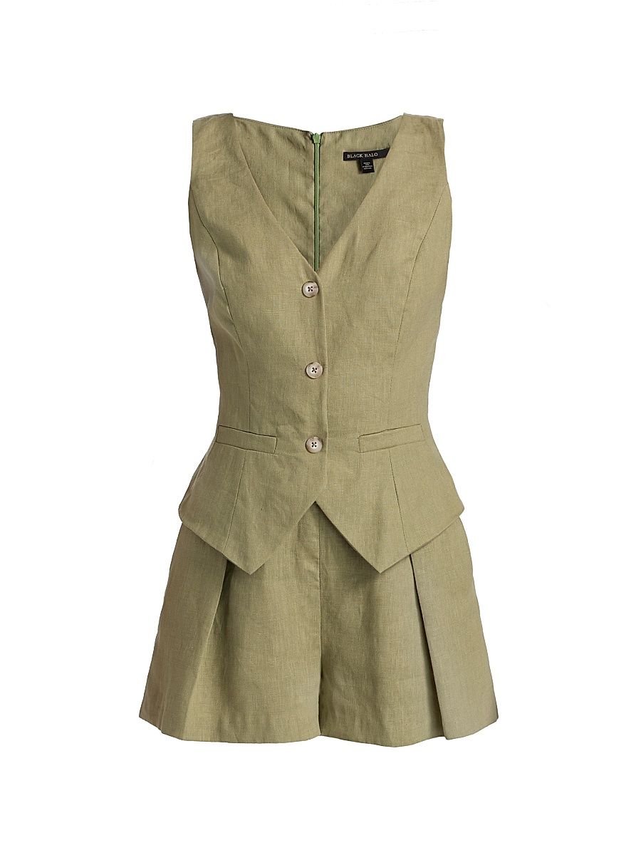 Women's Matias Linen Romper - Cypress - Size 14