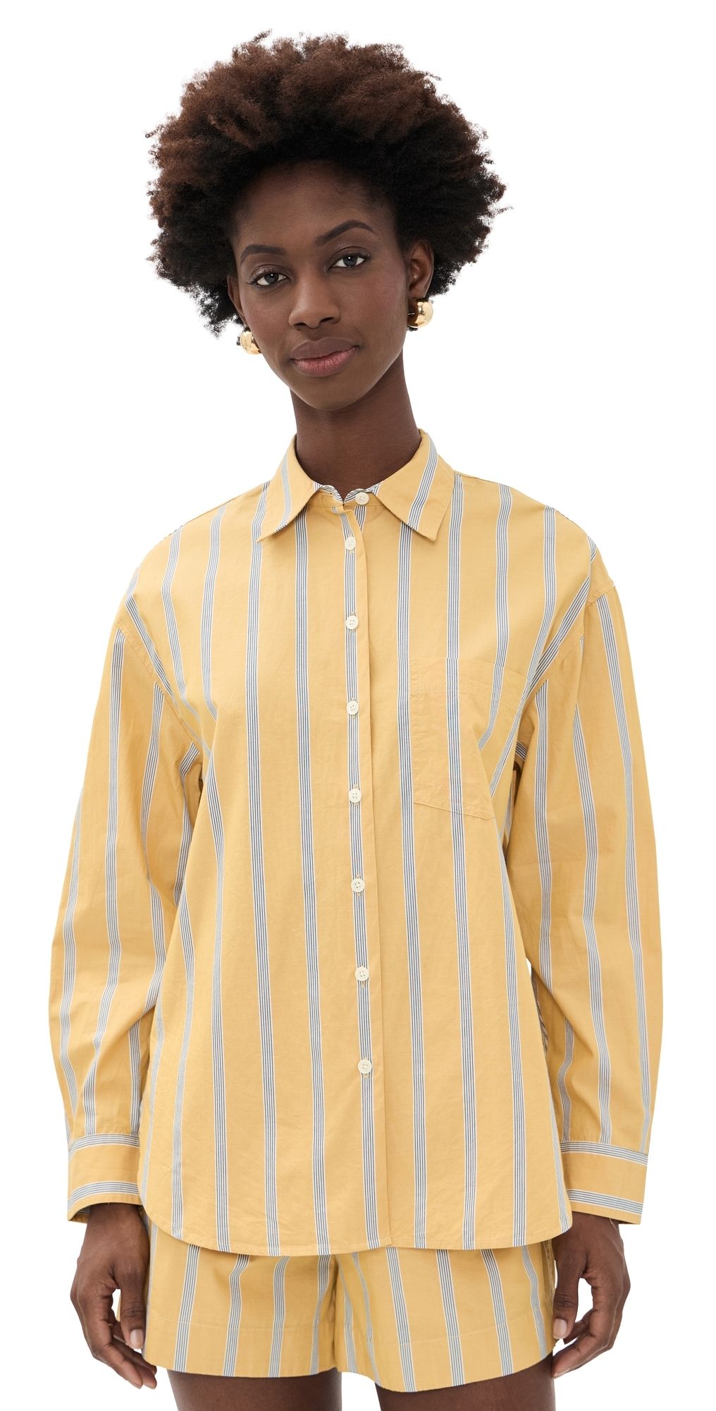 Madewell Easy Shirt Textured Stripe Chantrelle XS