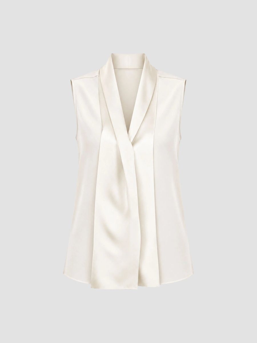 Callas Milano Women's Shelby Scarf Front Shirt - Parchment - Size 14
