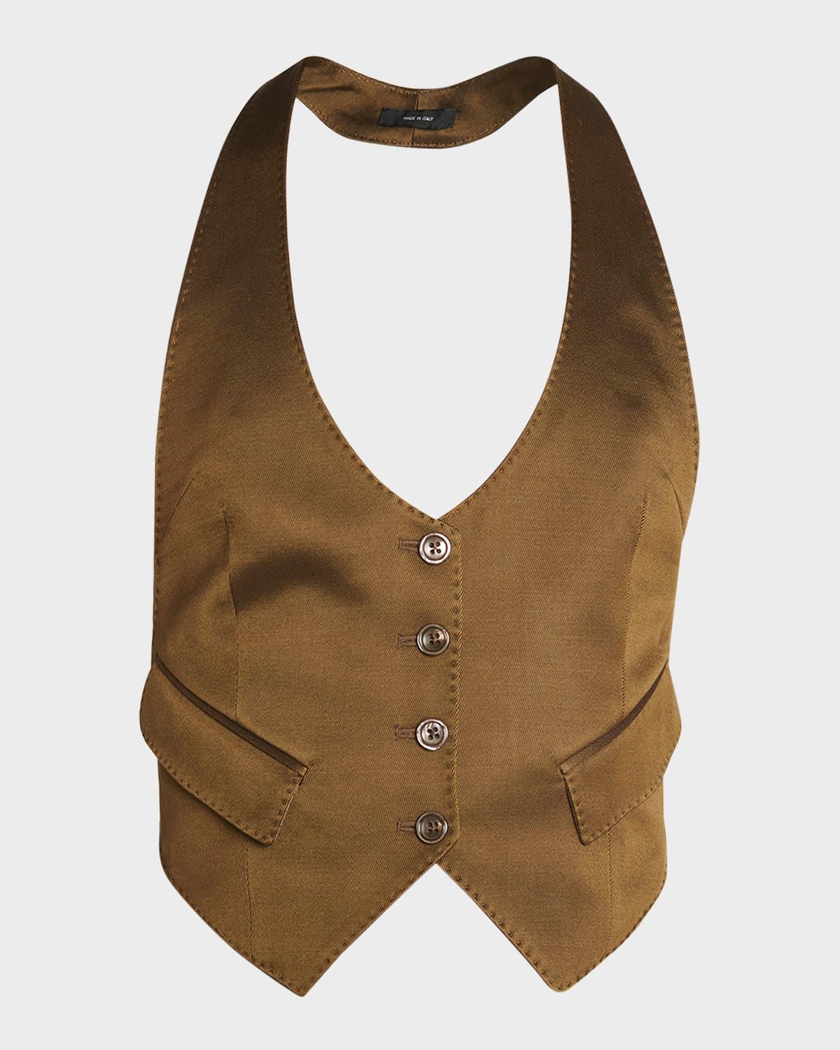 Silk Wool Twill Backless Waistcoat