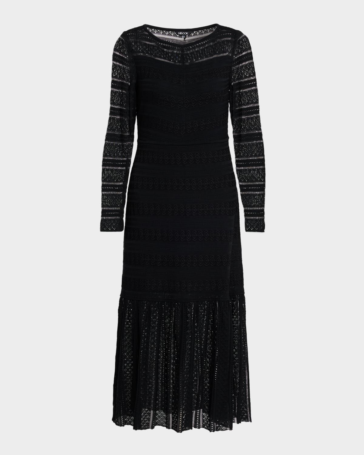 Open-Stitch Knit Midi Dress