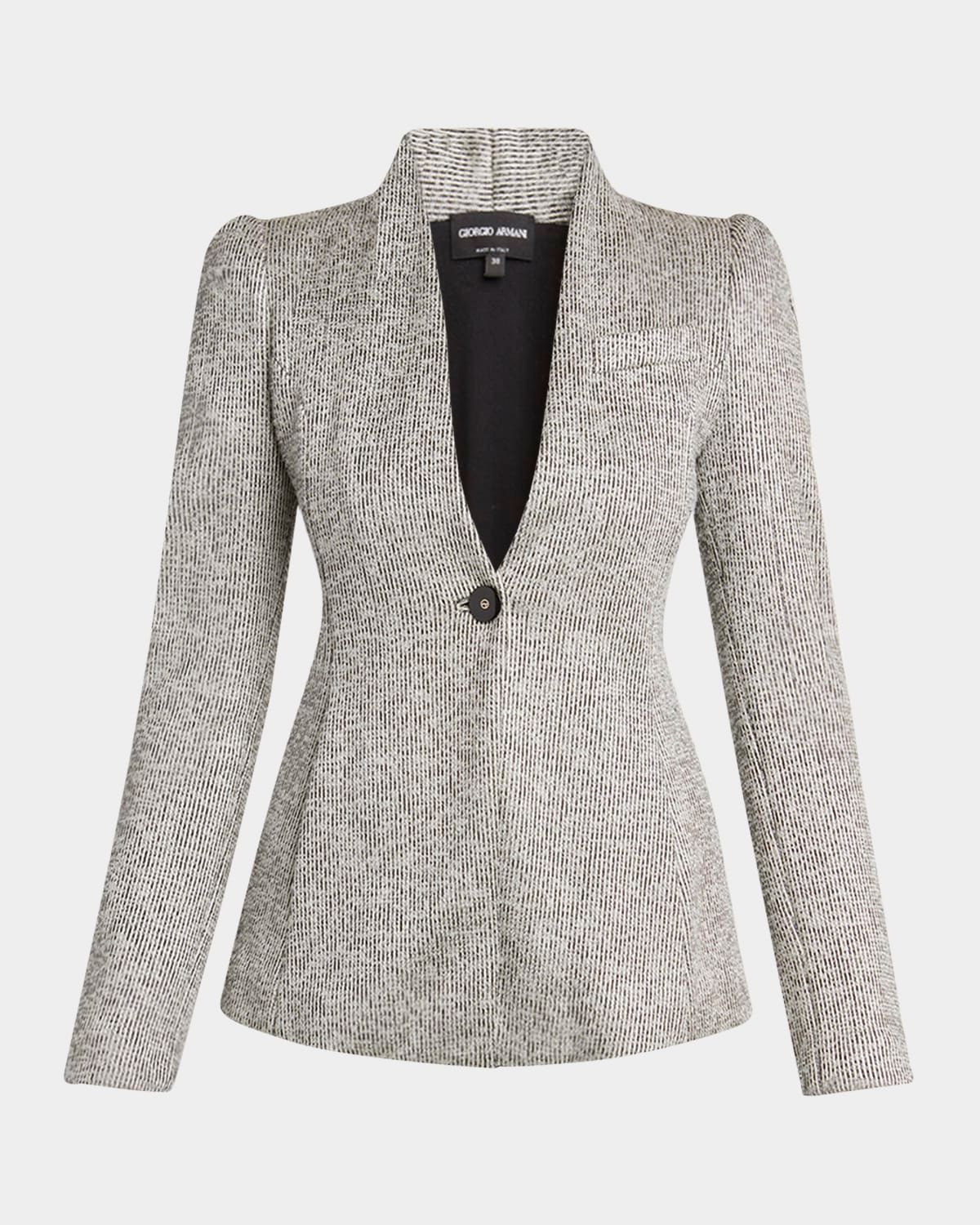 Textured Jersey Jacquard Single-Breasted Blazer