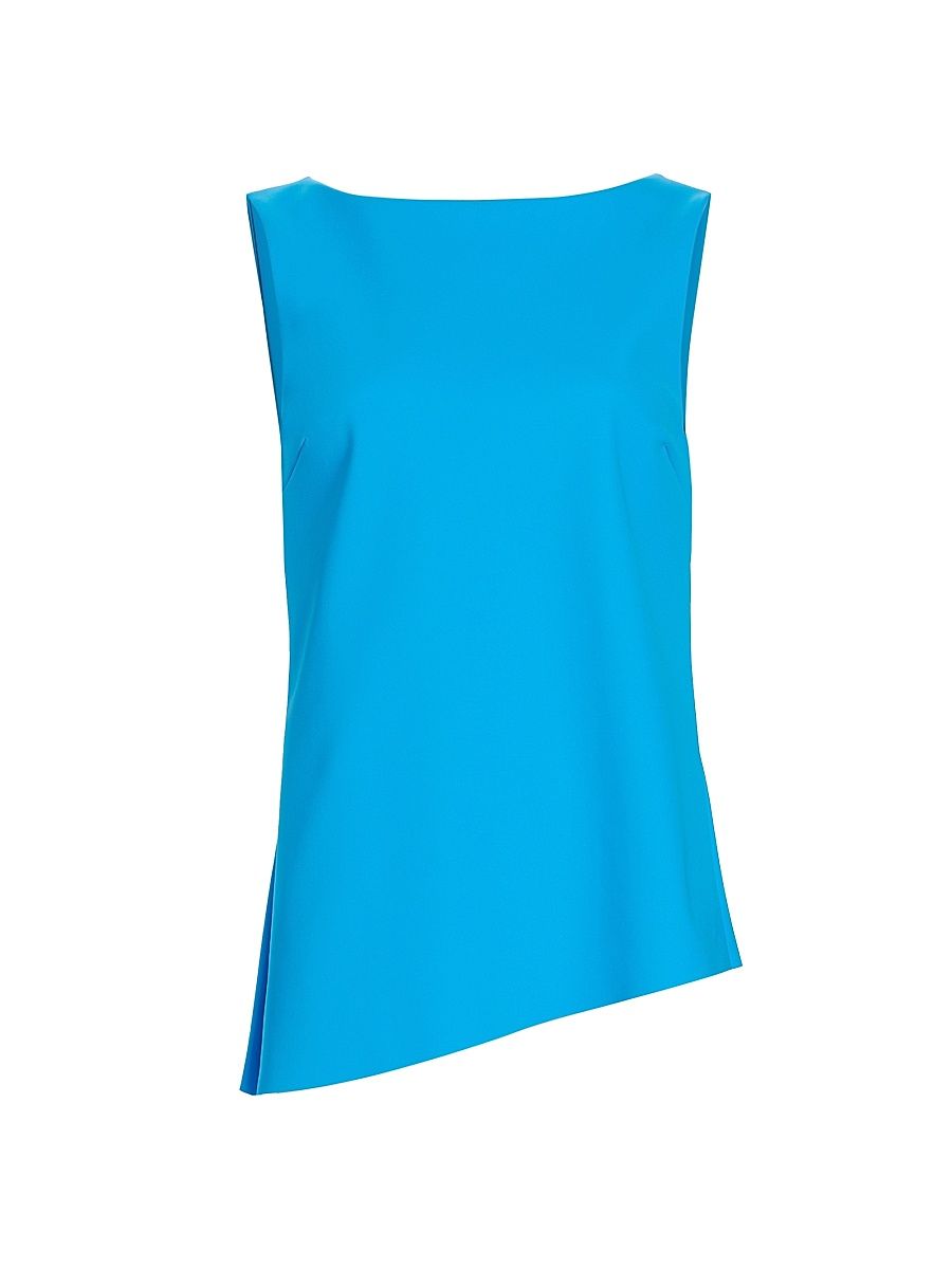 Women's Vassia Open-Back Asymmetric Jersey Top - Catalina Blue - Size 8