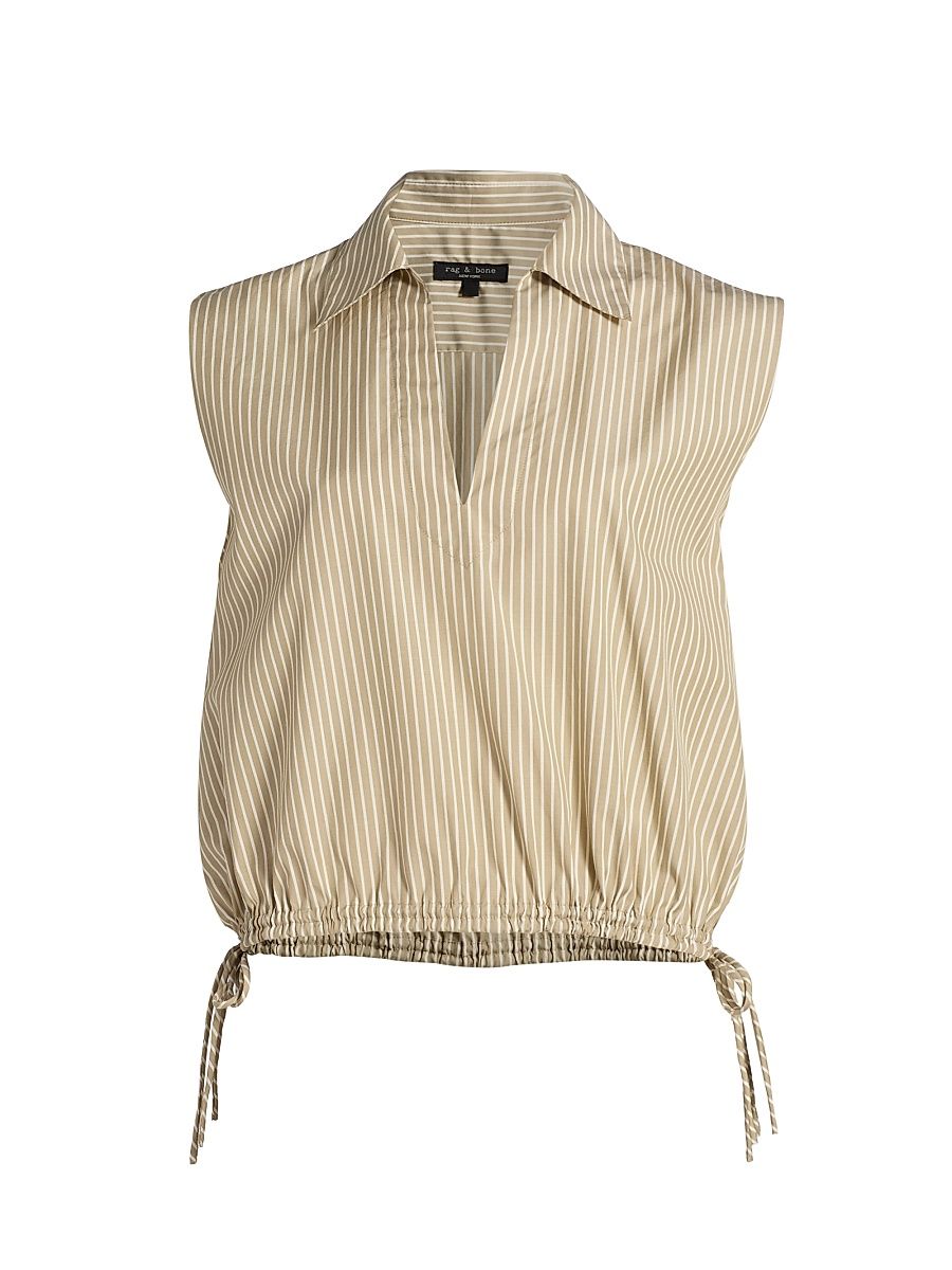 Women's Fiona Striped Sleeveless Top - Beige Stripe - Size XS