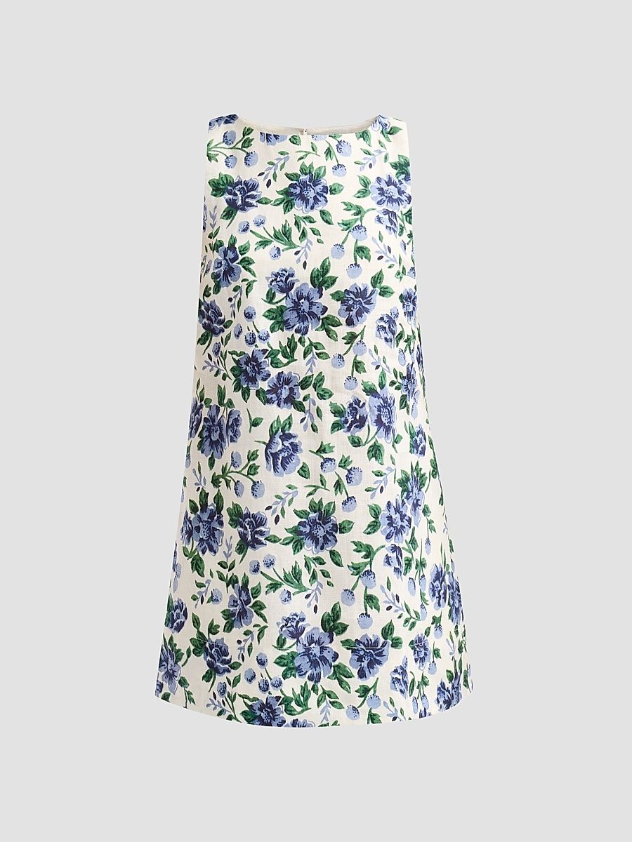 Women's Enamour Floral Linen Shift Mini Dress - Provence - Size Large