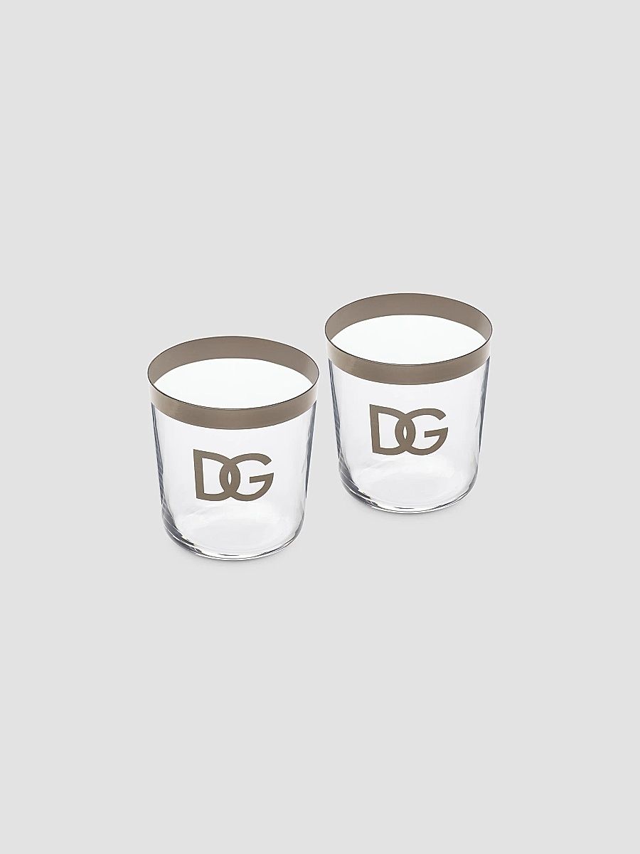 Dolce & Gabbana DG Logo 2-Piece Water Glass Set - Transparent Silver