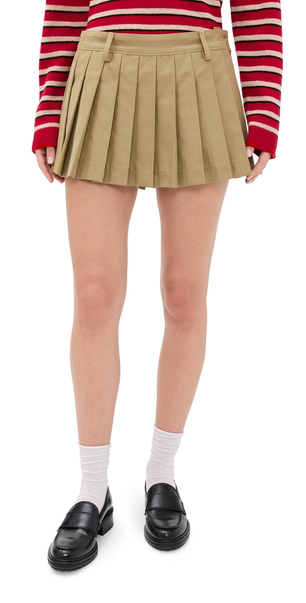 7 For All Mankind Pleated Mini Skirt Twill Sand Storm 25