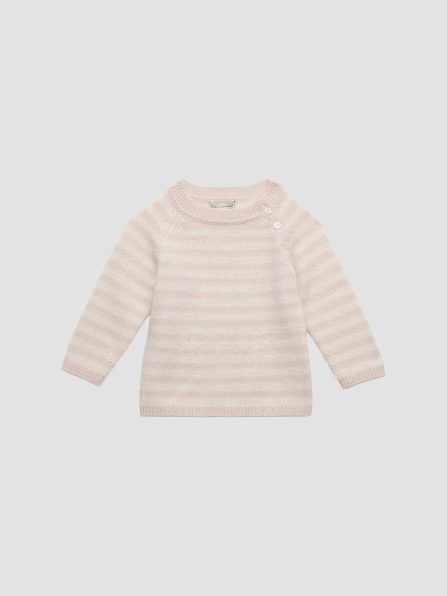Sofia Cashmere Unisex Baby's Striped Cashmere Sweater - Light Pink Ivory - Size 9 Months