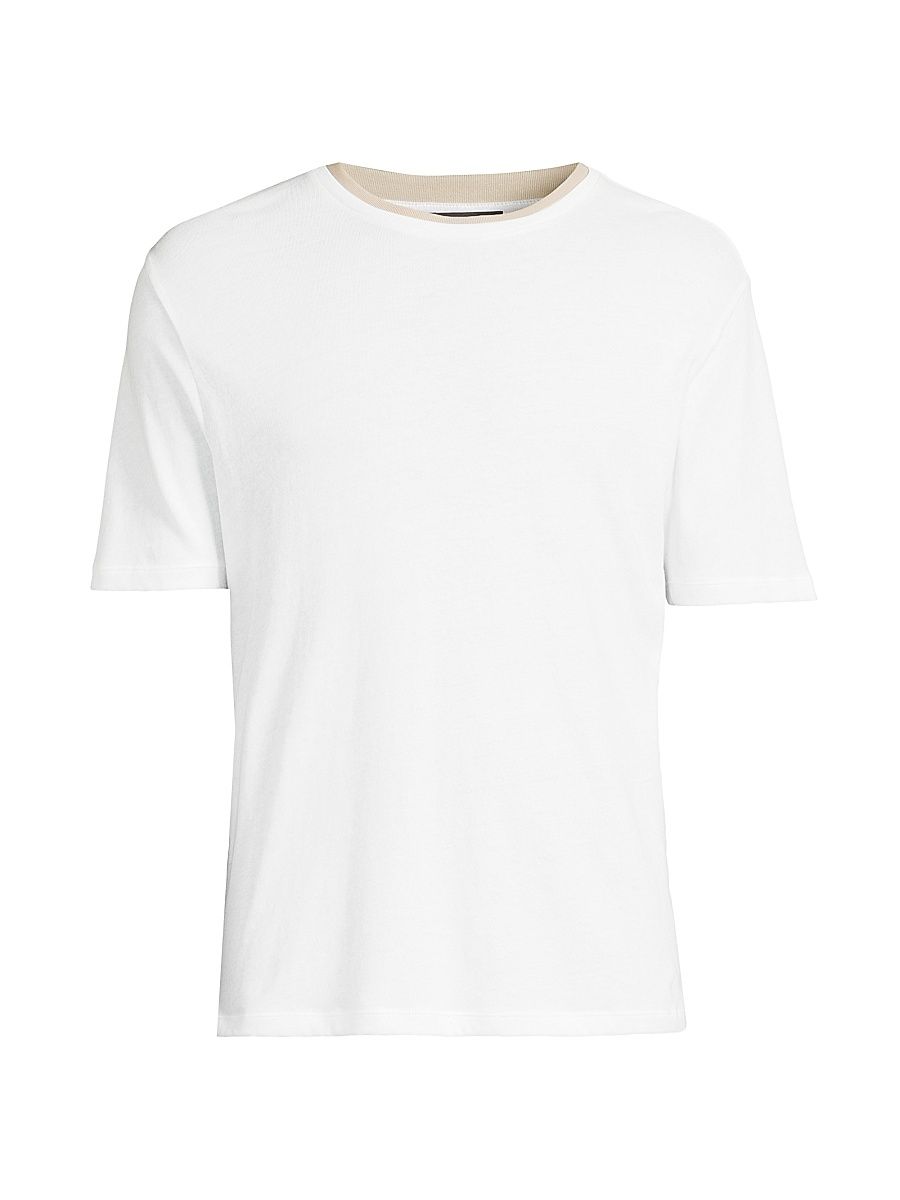 Men's Relaxed Double-Collar Crewneck T-Shirt - Optic White - Size Large