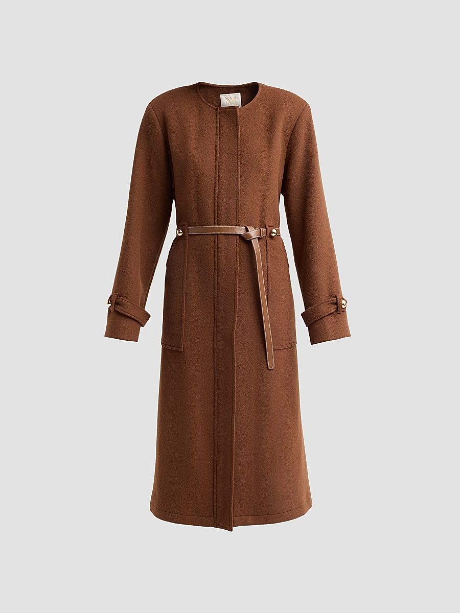 Women's Orly Wool-Blend Coat - Dark Brown - Size Large