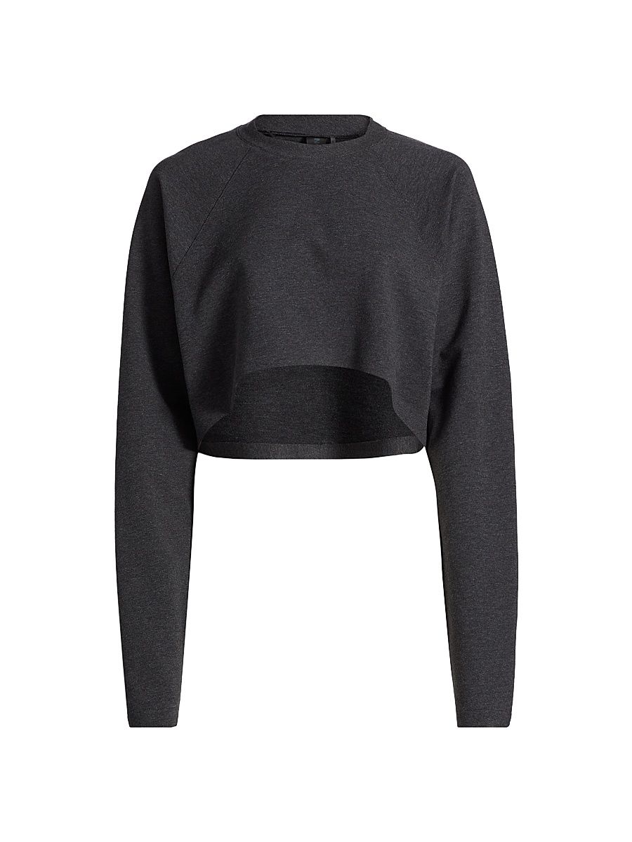 Women's Stretch-Cotton Crop T-Shirt - Dark Heather Grey - Size XL