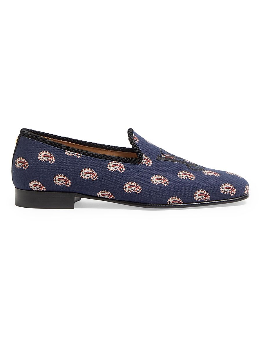 Men's Les Alcôvettes Loafers in Voyage Imaginaire Canvas Fabric - Blue - Size 10
