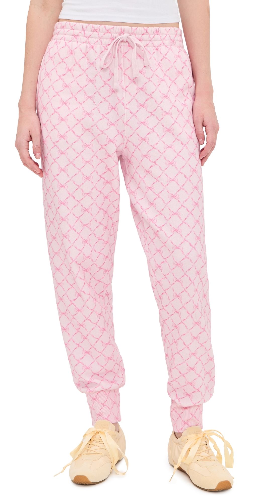 LoveShackFancy Lolana Sweatpants Pink Peppermint XL