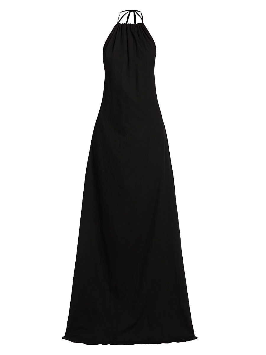 Women's Yoko Cotton Halterneck Maxi Dress - Black - Size Large