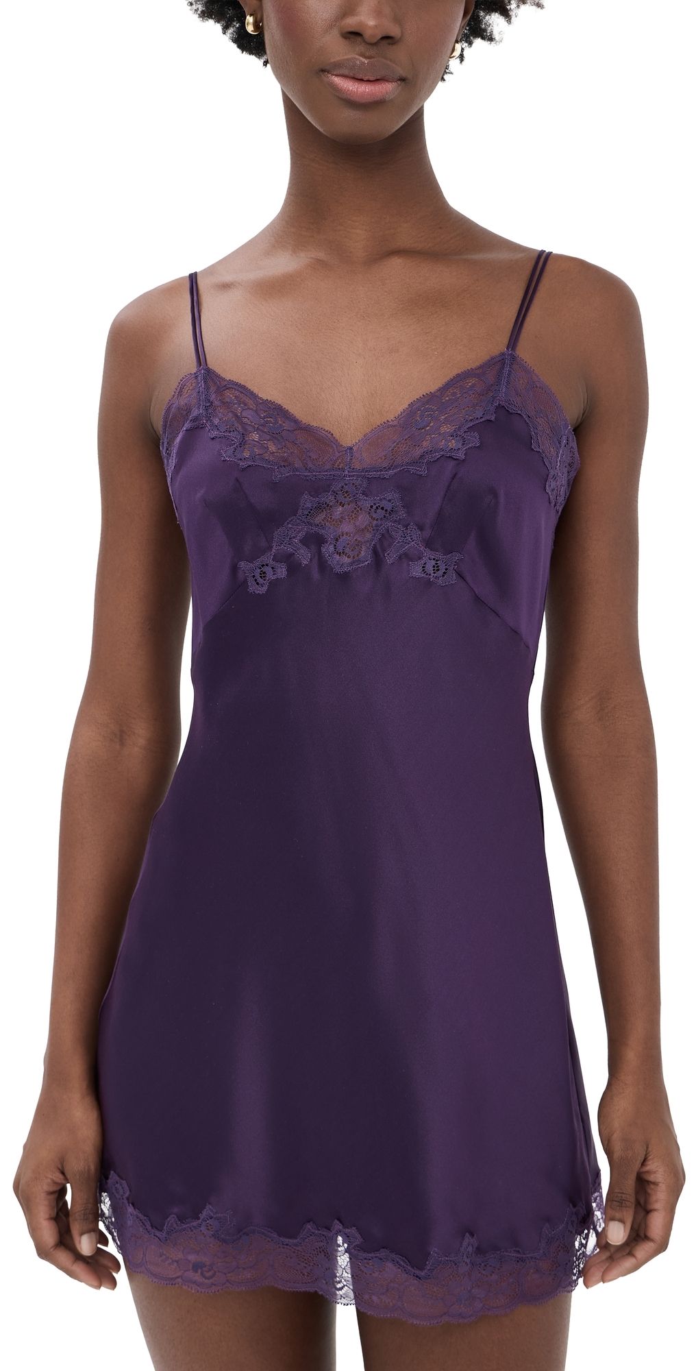Only Hearts Silk Charmeuse Mini Slip Dress Plum M