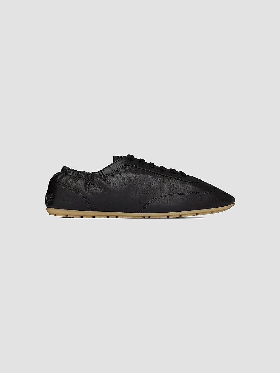 Saint Laurent Men's Lewis Sneakers in Grained Leather - Nero - Size 10