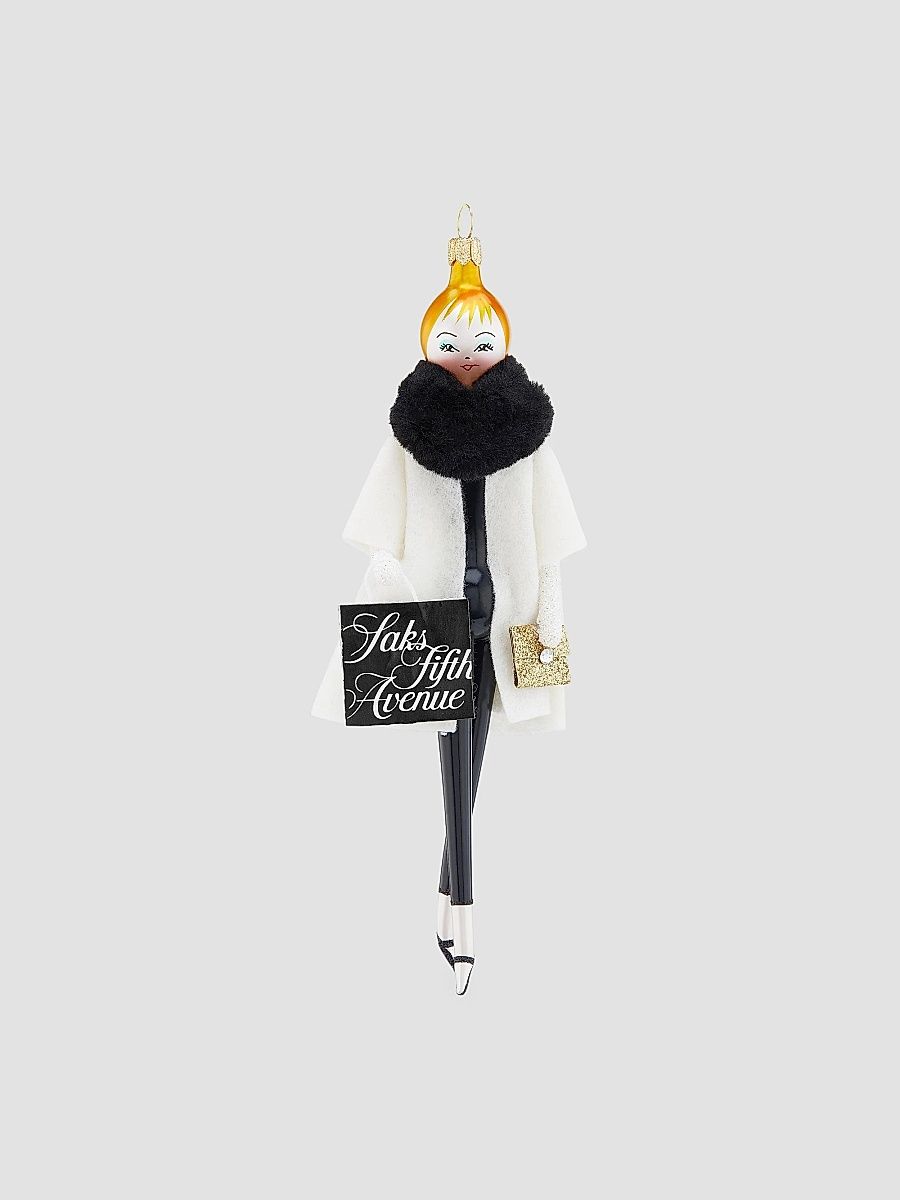 Lady With Cape & Saks Bag Ornament