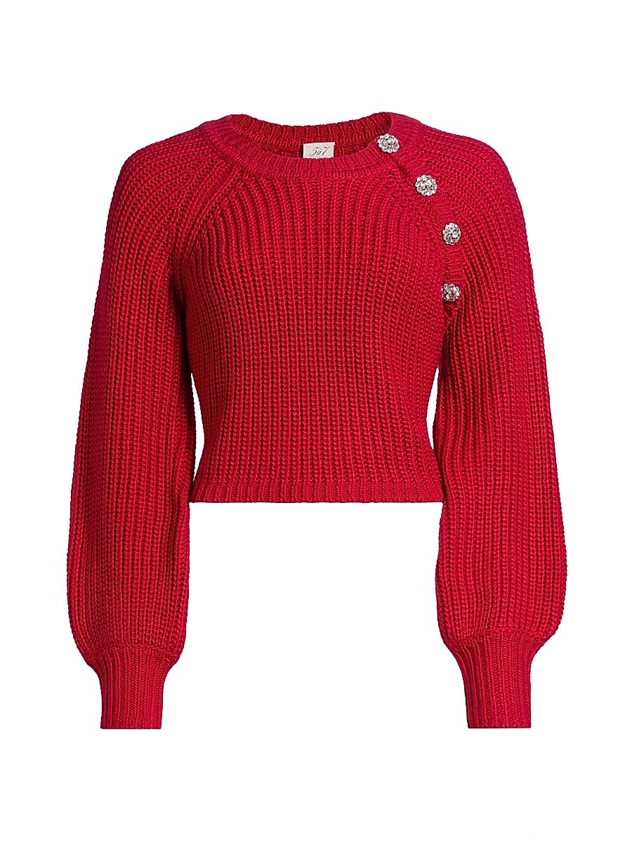 Women's Keren Crystal-Detailed Cropped Sweater - Red Currant - Size XL