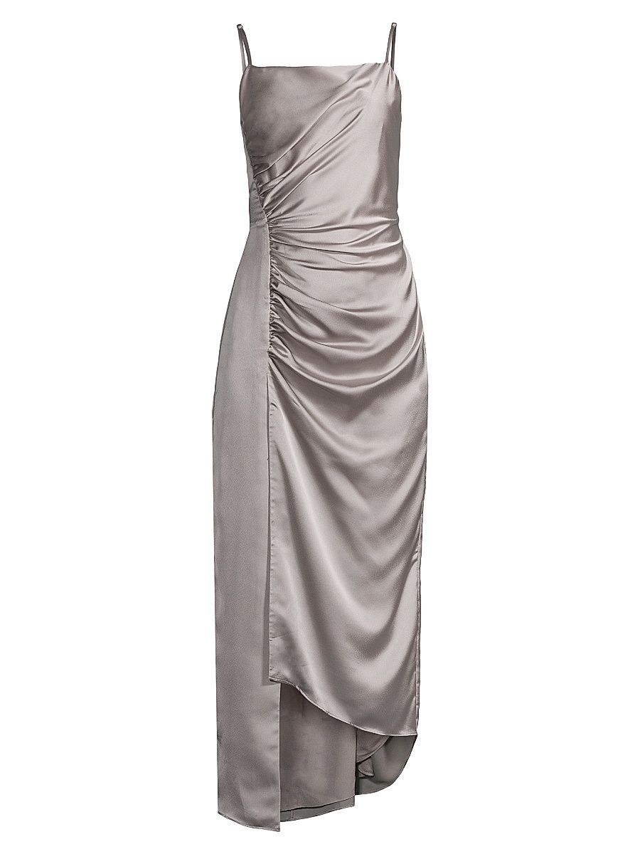 Women's Lilliana Satin Draped Slip Dress - Silver - Size 2