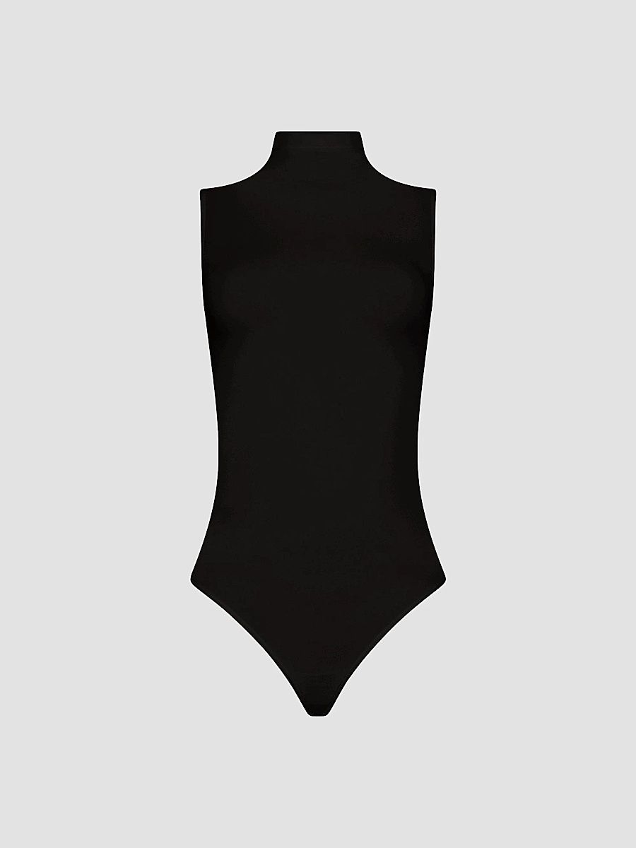 Wolford Women's Mock Turtleneck Sleeveless Bodysuit - Black - Size Medium