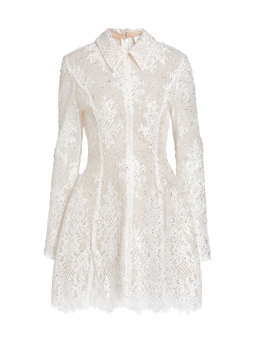 Women's Adelaide Lace Appliqué Minidress - White - Size XL